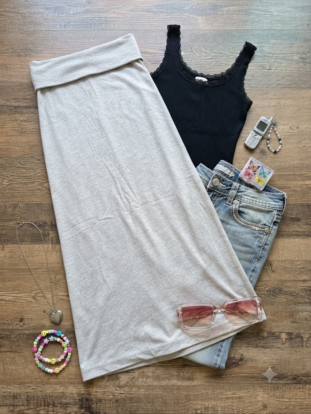 LuLaRoe Light Beige Fold Over Waistband Soft Maxi Skirt